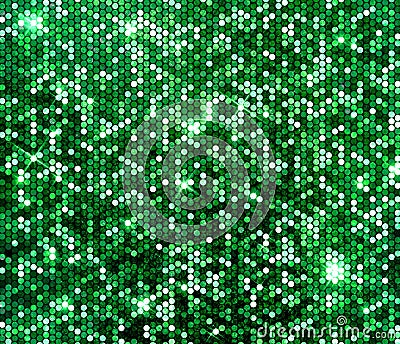 Green sparkle glitter background. Glittering sequins wall. Stock Photo