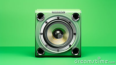 Eye-catching Green Amp Speaker In Hyperrealistic Style Stock Photo