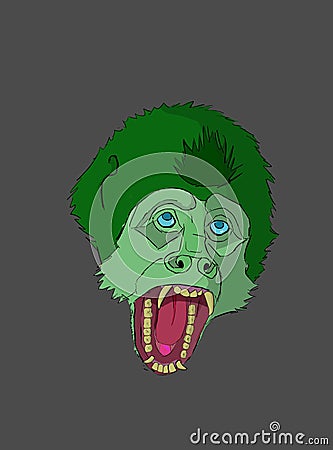 Green Spider Monkey Cartoon Digital Drawing Stock Photo
