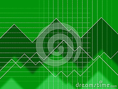 Green Spikes Background Means Grid Zigzags And Data Stock Photo