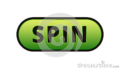 Green spin button with bold letters for interactive game or online application interface Vector Illustration