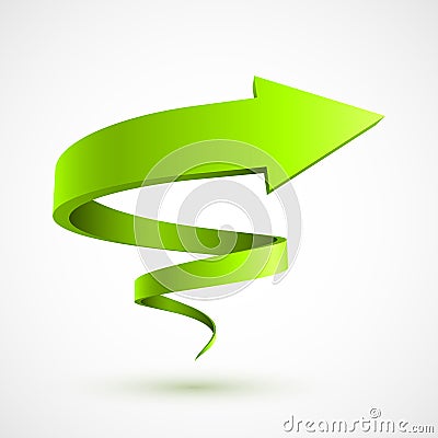 Green spiral arrow 3D Vector Illustration