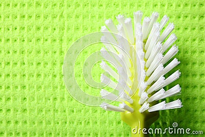 Green sponge background and brush Stock Photo