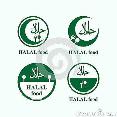 Green spoon and fork for the halal food logo Vector Illustration