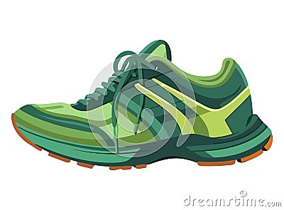 Green sports shoe with shoelace Vector Illustration