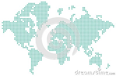 Green spots world map digital background, copy space for text and image for your design, vector. Vector Illustration