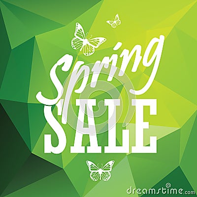 Green spring sale low polygonal background with Vector Illustration