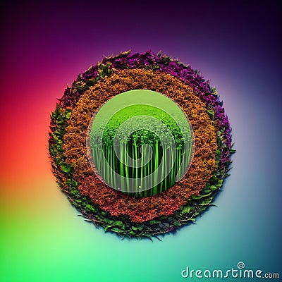 Green sprout on a computer chip. Organic digital background created with generative Ai technologies Stock Photo