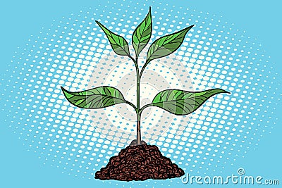 Green sprout in the ground Vector Illustration