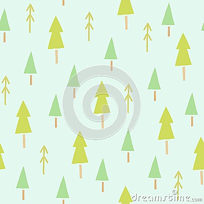 Green spruces seamless pattern Vector Illustration