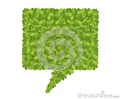 Green square bubble made of green leaves isolated on white Stock Photo