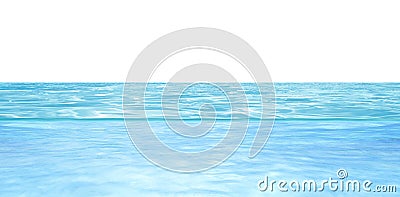 Side view surface of blue water in swimming pool with white background. Stock Photo