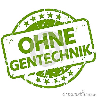 green stamp with Banner without genetic engineering (in german Vector Illustration