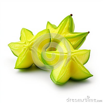 Three Star Fruit On White Background - Karol Bak Style Stock Photo
