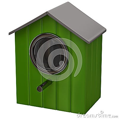 Green starling house Cartoon Illustration