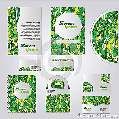 Green stationery template design Vector Illustration