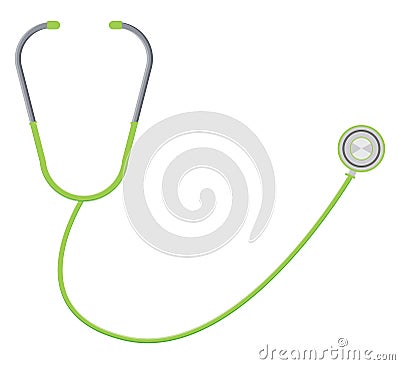 Green stethoscope, icon Vector Illustration