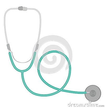 Green stethoscope, icon Vector Illustration