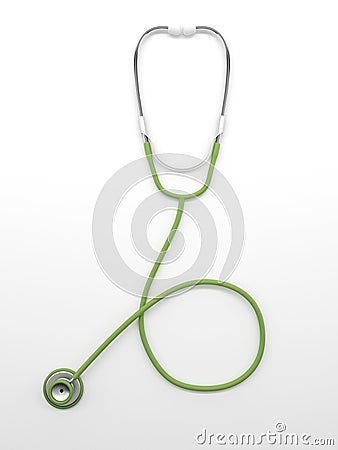Green stethoscope isolated on white Stock Photo