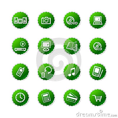 Green sticker e-shop icons Vector Illustration