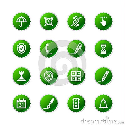 Green sticker software icons Vector Illustration