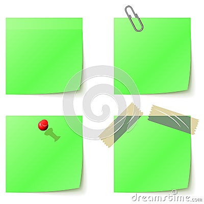 Green sticky notice papers Vector Illustration