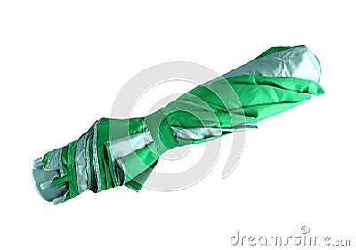 Green strip gray umbrella Stock Photo
