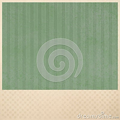 Green striped background on beige checkered pattern background layout Stock Photo