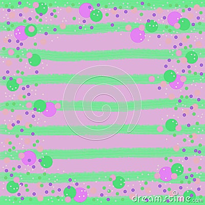 Green stripes and circles on a bright pink background. Stock Photo