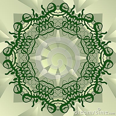 Green stylized mandala blank center for ext banner Vector Illustration