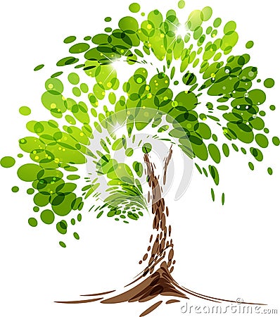 Green stylized vector tree Vector Illustration