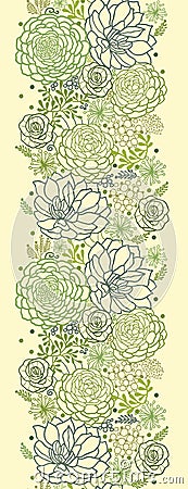 Green succulent plants vertical seamless pattern Vector Illustration