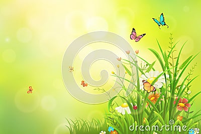 Green summer background Vector Illustration