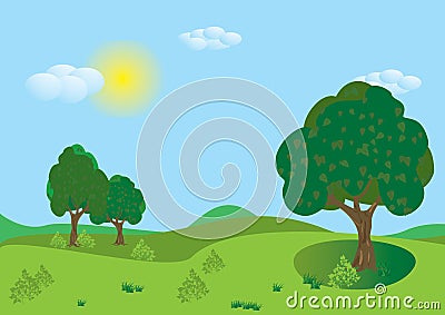 Green summer landscape. Vector. Vector Illustration