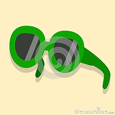 Green sunglasses, flat style Vector Illustration