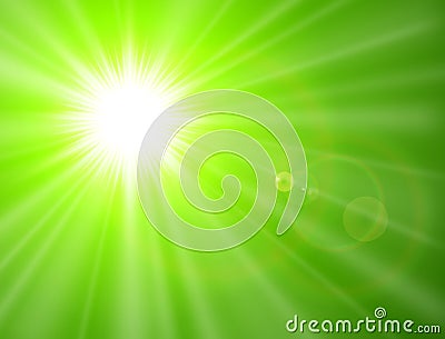 Green sunny background Vector Illustration