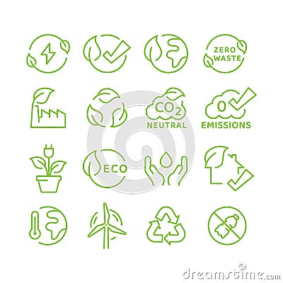 Green sustainable energy icons Vector Illustration