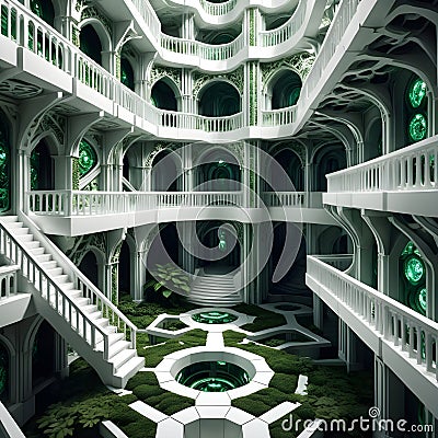 green sustainable modern futuristic interior Stock Photo