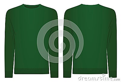 Green sweater. front and back side Vector Illustration