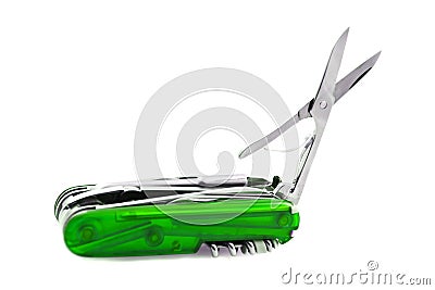 Green Swiss Penknife Stock Photo