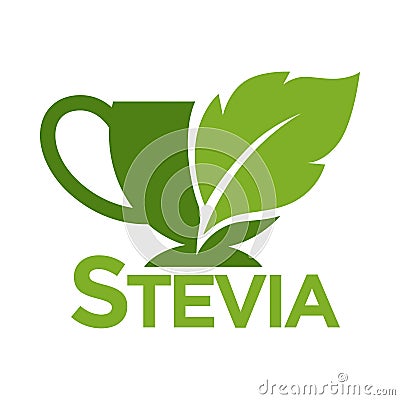 Green symbol of stevia or sweet grass on white background. Vector Illustration