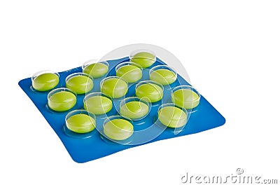 Green tablets. Stock Photo