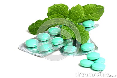 Green tablets Stock Photo