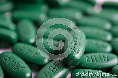Green tablets vitamins Stock Photo