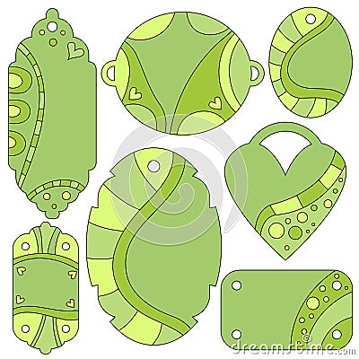 Green tags or labels collection Vector Illustration