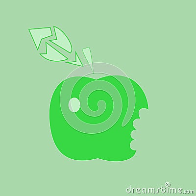 The green taken a bite apple Vector Illustration