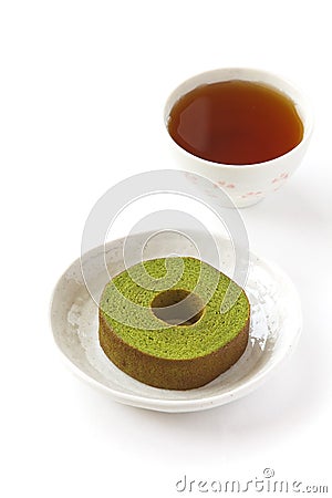 Green tea baum cake Stock Photo