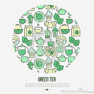 Green tea ceremony concept Vector Illustration