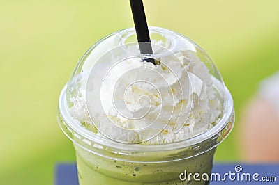 Green tea or green tea frappuccino Stock Photo