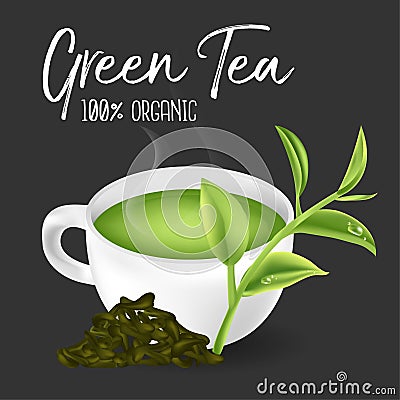 Green tea,Green tea leaf. Vector Illustration